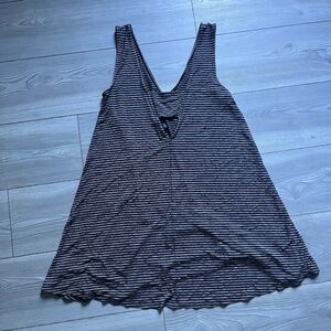 American Eagle Soft & Sexy Black White Striped Deep V Dress Small